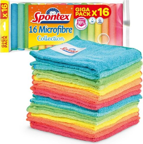 Spontex – 16 Chiffons de nettoyage en microfibre