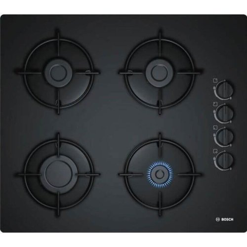 BOSCH Plaque de cuisson gaz – 4 foyers, revêtement verre trempé, 56 x 48cm