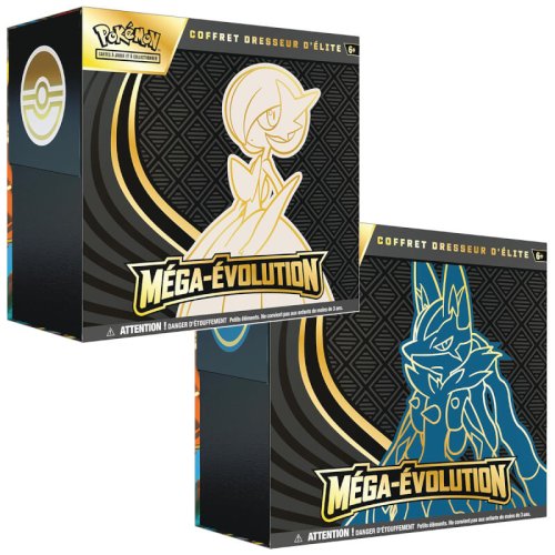 Coffrets Pokémon ETB dresseur d’élite Méga-Évolution Lucario et Gardevoir