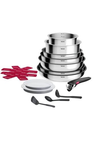 Tefal Ingenio Cook Eat – Batterie de cuisine en Inox, 15 pièces
