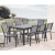 Table de jardin 180 cm + 8 chaises – Plateau verre trempé – Gris