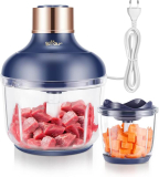 Hachoir électrique multifonction Bear 0,6L+ 2L – 2 vitesses, 4 lames en inox