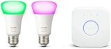 Philips Hue Kit de démarrage – 2 Ampoules LED connectées White & Color Ambiance E27+ pont de connexion