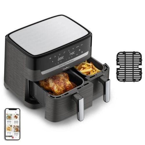 MOULINEX Dual Easy Fry & Grill – Friteuse sans huile et gril 8,3 L, 2 tiroirs