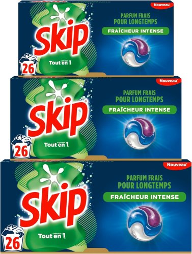 Promo Amazon : 3 paquets de lessive liquide capsules Skip pour le prix de 1